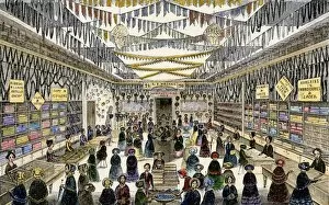 Fashionable Gallery: Dry-goods store in Boston, 1850s