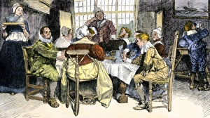Dutch family having dinner in New Amsterdam