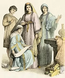 Early Christians reading from a scroll