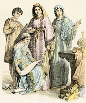 Early Christian Gallery: Early Christians reading from a scroll