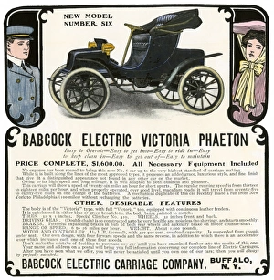 Trains And Automobile Prints: Early electric car advertisement for the Babcock Electric Victoria Phaeton