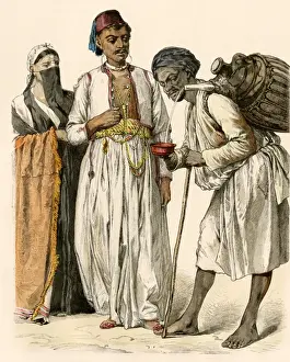 Bare Foot Prints: Egyptian couple buying a drink from a water-seller in Port-Said