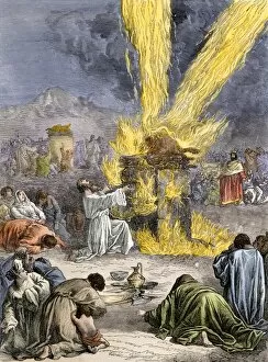 Bible Story Gallery: Elijah demonstrating the power of the Hebrew god