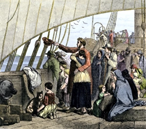 Emigrants aboard ship from Europe