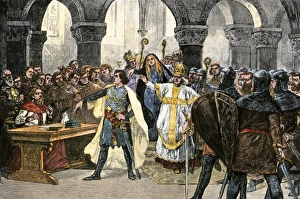 11th Century Collection: Emperor Henry IV defying Hildebrand
