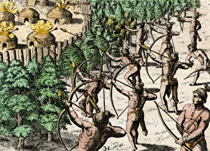 Pre Columbian Gallery: Enemy Native American village set afire, Florida