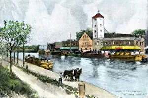 Animal Power Gallery: Erie Canal barge at Troy, New York