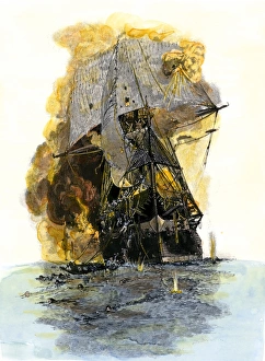 Escape of some of the crew of the USS Congress after attack by