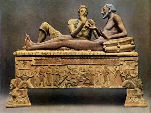Carving Collection: Etruscan sarcophagus with male and female effigies