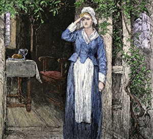 French Canadian Prints: Evangeline, an illustration from the poem by Henry Wadsworth Longfellow