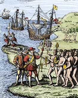 Expedition of Christopher Columbus landing at Hispaniola