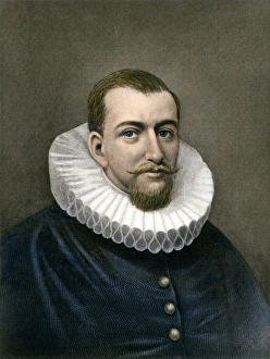 Dutch Prints: Explorer Henry Hudson. Hand-colored 19th-century engraving