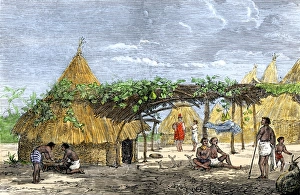 Fantee huts, Ashanti Colony in Africa