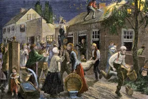 Fire Prints: Fighting a fire with buckets in a frontier village