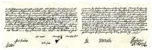 Hand Writing Gallery: Final portion of the Rhode Island charter, 1640s