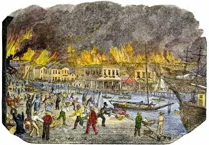 Wharf Gallery: Fire in San Francisco, 1851