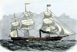 Atlantic Ocean Gallery: First Atlantic crossing by steamship, 1819