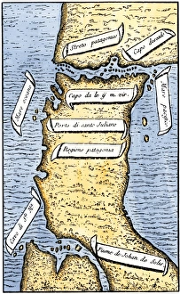 First map of the Strait of Magellan from Magellans circumnavigation of