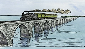Trains And Automobile Prints: First train over the Key West Railroad