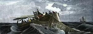 Fishing Industry Collection: Fishermen using nets, 1800s