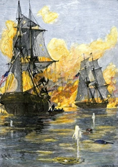 Fire Prints: US fleet of Oliver H Perry during his naval victory over the British on Lake