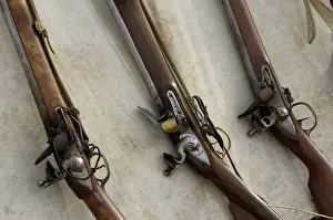 Equipment Prints: Flintlock muskets at a reenactment on the Yorktown battlefield