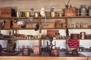 Supplies in the Fort Laramie trading post, Oregon Trail
