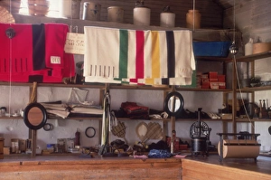 Supplies in the Fort Laramie trading post, Oregon Trail