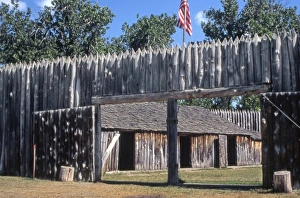 Dakota Prints: Fort Mandan, reconstructed Lewis and Clark campsite on Missouri River