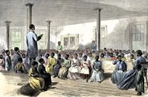 School Gallery: Freed slaves attending school in Charleston, South Carolina, 1866