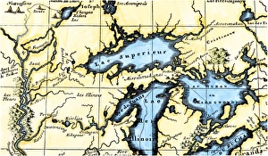 Michigan Prints: French map of the Great Lakes and upper Mississippi River region