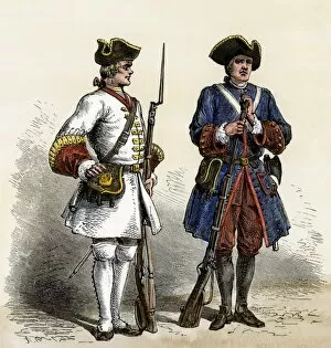 French Canada Collection: French soldiers in North America, early 1700s