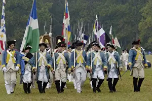Formation Prints: French troops take the field in a reenactment of the surrender at Yorktown