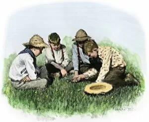 Straw Hat Gallery: Game of mumblety-peg, 1800s