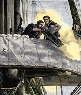 Sailor Gallery: Gatling-gun fired by British sailors, 1870s