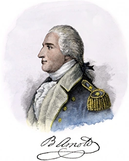 Continental Army Prints: General Benedict Arnold, with autograph