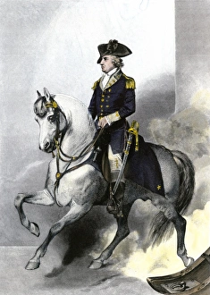 Continental Army Prints: General Horatio Gates on horseback