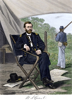 Us Army Prints: General Ulysses S. Grant in field headquarters during the Civil War