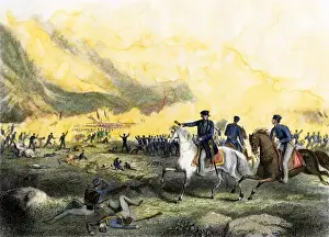 Mexican War Prints: General Zachary Taylor in command of US troops against Santa Anas forces
