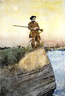 George Rogers Clark leading American army to take Kaskaskia