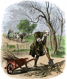 Us President Prints: George Washington farming at Mount Vernon