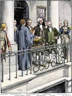 New York City Prints: George Washington inaugurated as the first US President
