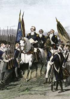 General Washington Prints: George Washington taking command of the Continental Army
