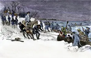 George Washingtons army crossing the icy Delaware River to attack Trenton