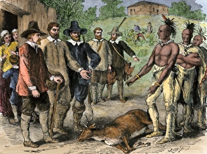 Trade Collection: Gift of meat from Native Americans to Plymouth colonists