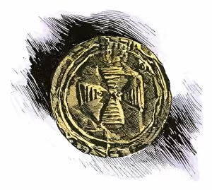 British Isles Gallery: Gold ornament of the Celtic sun-wheel