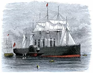 Ships:sea history Gallery: Great Eastern laying transatlantic telegraph cable