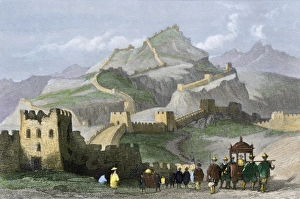 World Places:historical View Prints: The Great Wall of China. Hand-colored engraving