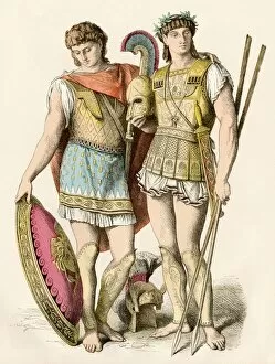 Greek king and soldier ready for battle
