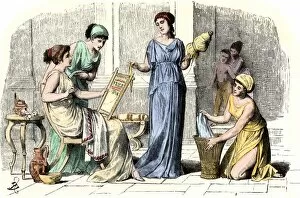 Servant Collection: Greek women at their household chores